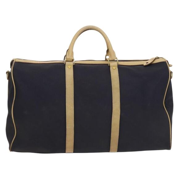 DIOR Sports Boston Bag Leather Pvc Navy Gold - Picture 3 of 12